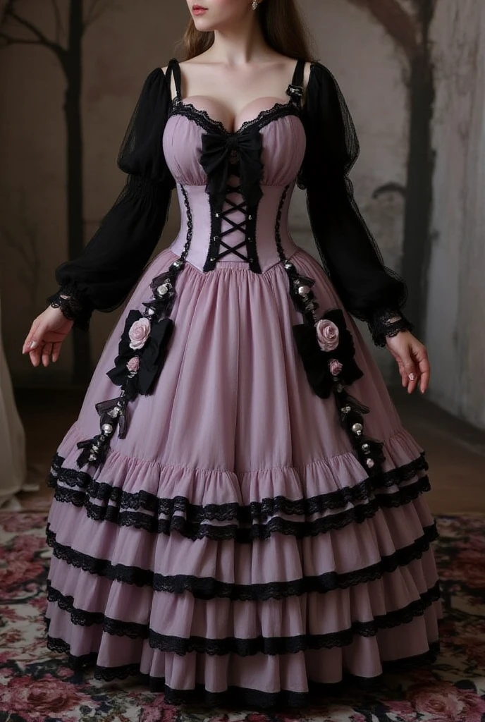 wearing pink goth dress, sci-fi, cyberpunk, a beautiful female cyborg in front of a wall, from the front, glowing vr headset, digital text "404" displayed on the headset, open mouth, robot