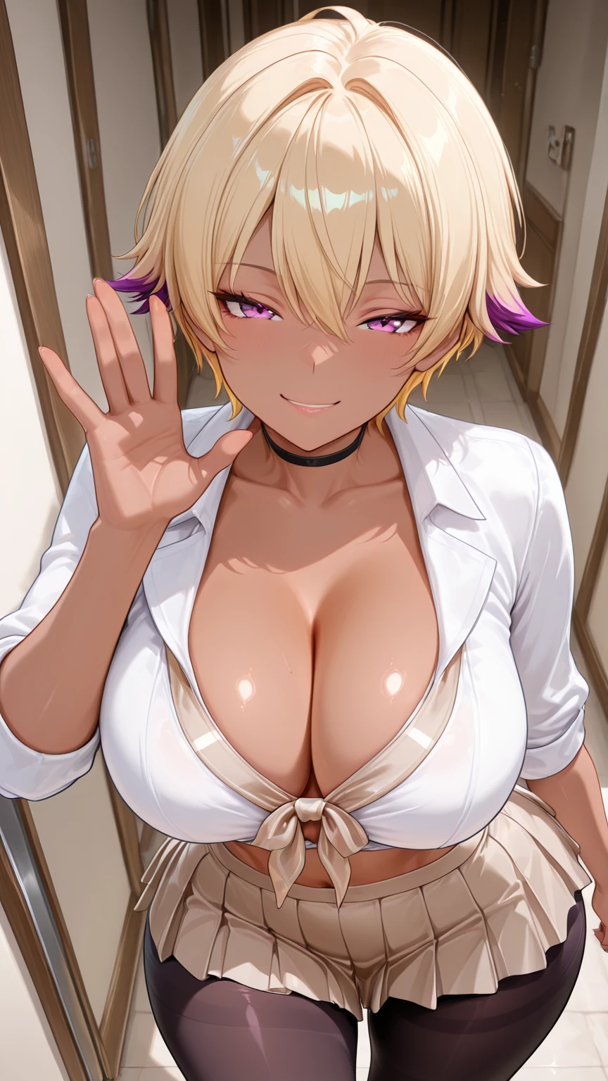 nsfw,Masterpiece、Cowboy Shot、One hand on hip、phsaber,Artoria、((Big Breasts))、(smile)、((Completely naked))、((vivid purple  high leg panties))、Calm expression、(((Close your mouth)))、((Inside the casino))、Shiny Skin、(Smile)、Vivid Green Eyes、Big eyes、Detailed eyes、Toned thighs、Around 30 years old、Above the knee socks、Glamorous Girl、Sexy pose、Five fingers、