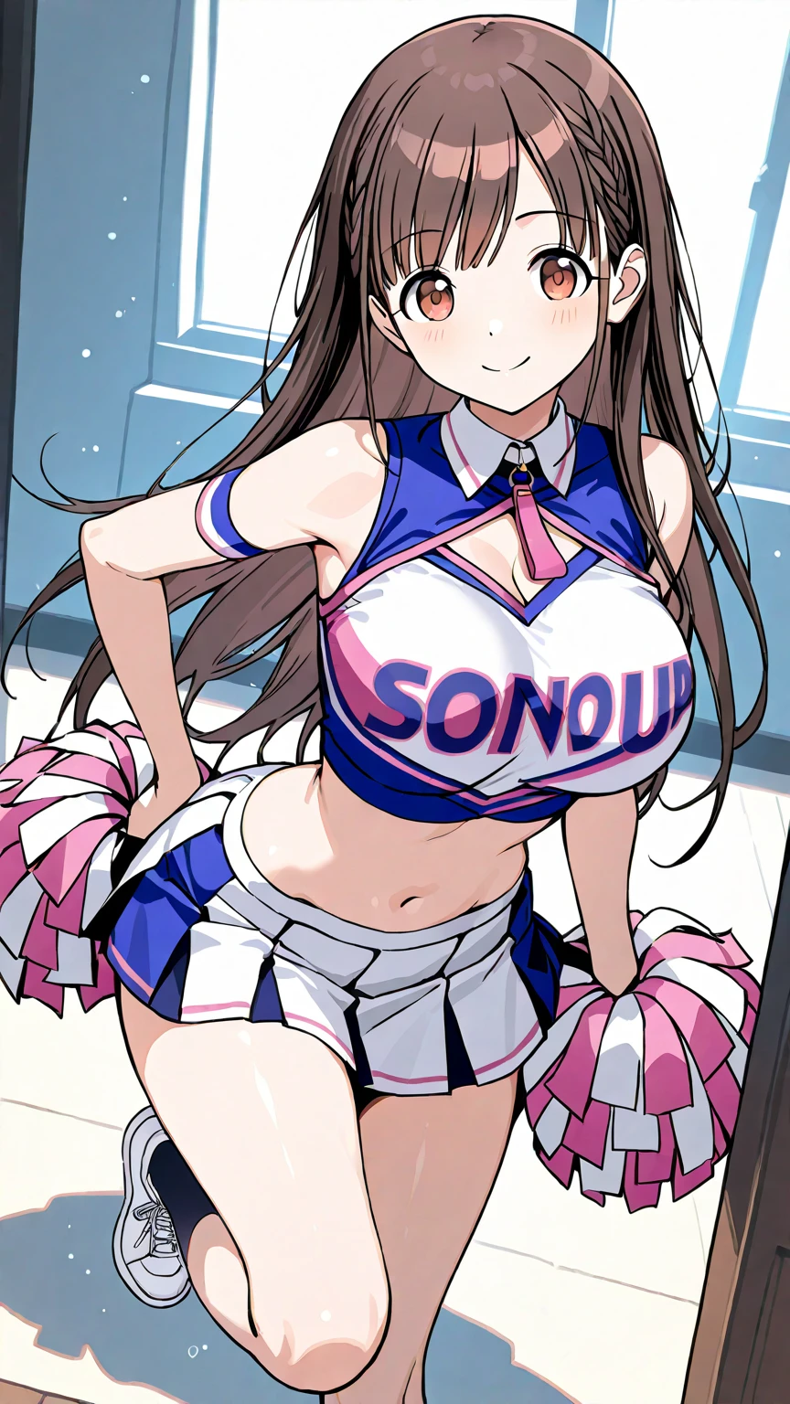 1girl:1.5, masterpiece, best quality, best detail, best proportion, best , best face, best shaped , inazuma, dojin cover, serafuku, short hair, worm smile, :1.4, full body shot,