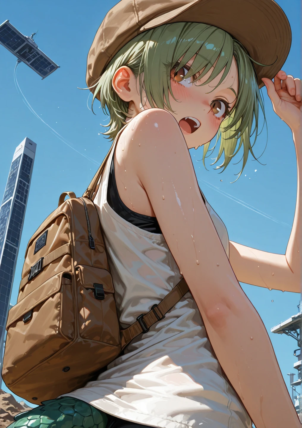 clear line, , sweaty, embarassed, surprised, hot weather, hot, almost cry, sweat