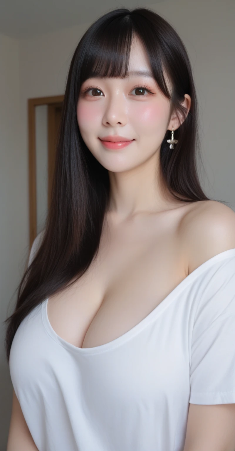 (Surreal), (Awareness-raising), (High resolution), (8K), (Very detailed), (The best Awareness-raisingneautiful detailed eyes), (Highest quality), (Ultra-detailed), (masterpiece), (wall-), (Detailed face), (Beautiful smile)、(Beautiful expression)、Gradient Hair、Silver Hair、Bangs with earrings、solo、（Golden ratio face）、(((I Cup Big)))、(huge !!!!), ((Big Breasts))、Divided、 ((Glamorous Body))、Gravure Model、Elegant pose、A pose that is intense and erotic、(NSFW), Looking into the camera、((sexy wedding dress))、