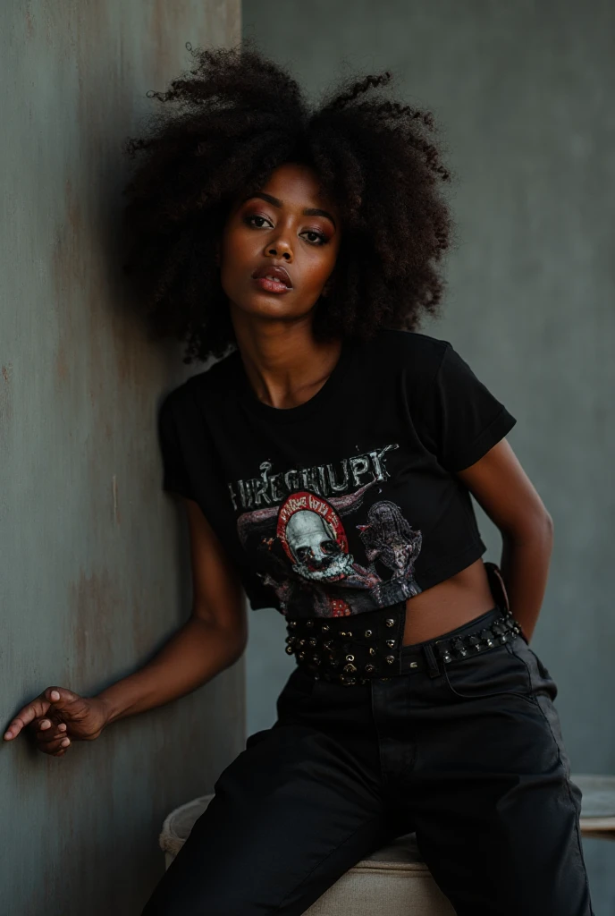 African American rock girl, good-looking, but daring pose. Aged 23 ...