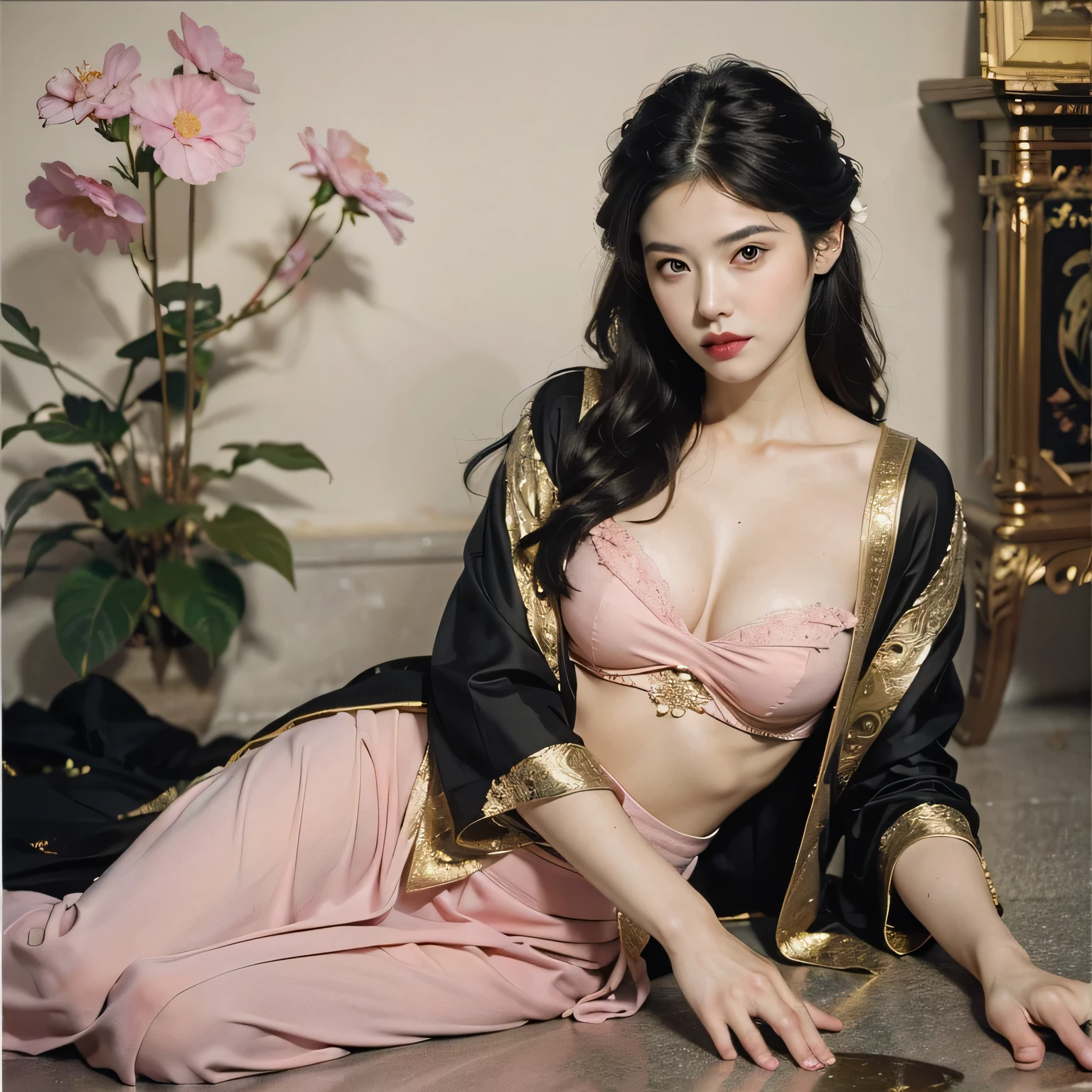 ((Best quality, 8k, Masterpiece :1.3)), Sharp focus :1.2, Korean ???? Barbie.((The king's concubine. Korean Kingdom. With tattoos)) (Wrapped in a blanket. ???? shoulder). Sit down and suck. On bed. With decorative curtains_mix4, 20d,Hiper-realistis:1.37),16K HD,Facial details are clear