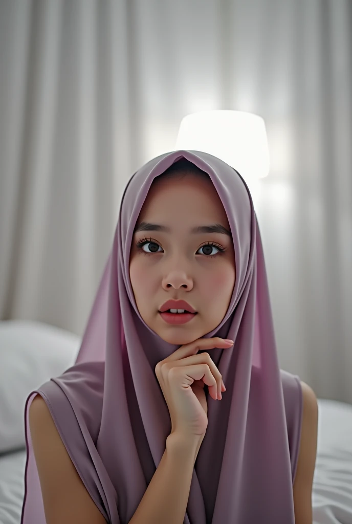 ((Hijab Stylish)), ((CUTE )), ((LAUGH AND SMILE SWEETLY)), ((THIN)), ((Straddling)), "  " ((Hijab Stylish)), (Malaysia female), age 15 years old, 8K, photottorialism, , ((RED LIPSTICK))