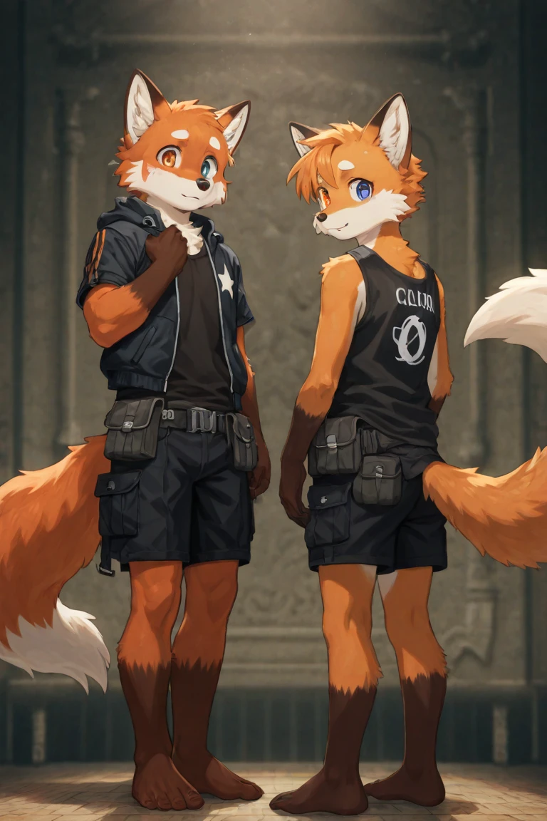 score_9, score_8_up, score_7_up, male, furry, high quality, hires, anthro, teenager, 16 years old, domestic cat, basketball player, bright yellow fur, blue eyes, wide brown eyebrows, happy expression, humanoid feet, slim body, prominent v-line, prominent abs, prominent legs, prominent forearm, prominent knees, white background, treasure trail, armpit hair, furry legs, in various poses, headphones, casual clothes, joggers, black shirt, shorts, lying, showing off, folded arms
