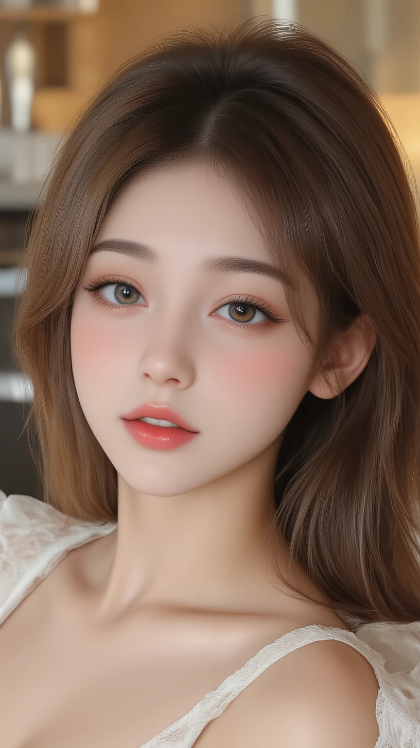 masutepiece, Best Quality, Illustration, Ultra-detailed, finely detail, hight resolution, 8K Wallpaper, Perfect dynamic composition, Beautiful detailed eyes, Women's Fashion Summer,Medium Hair,Small breasts natural color lip, Bold sexy poses,Smile,Harajuku、20 years girl、Cute、Sexy shot looking at camera