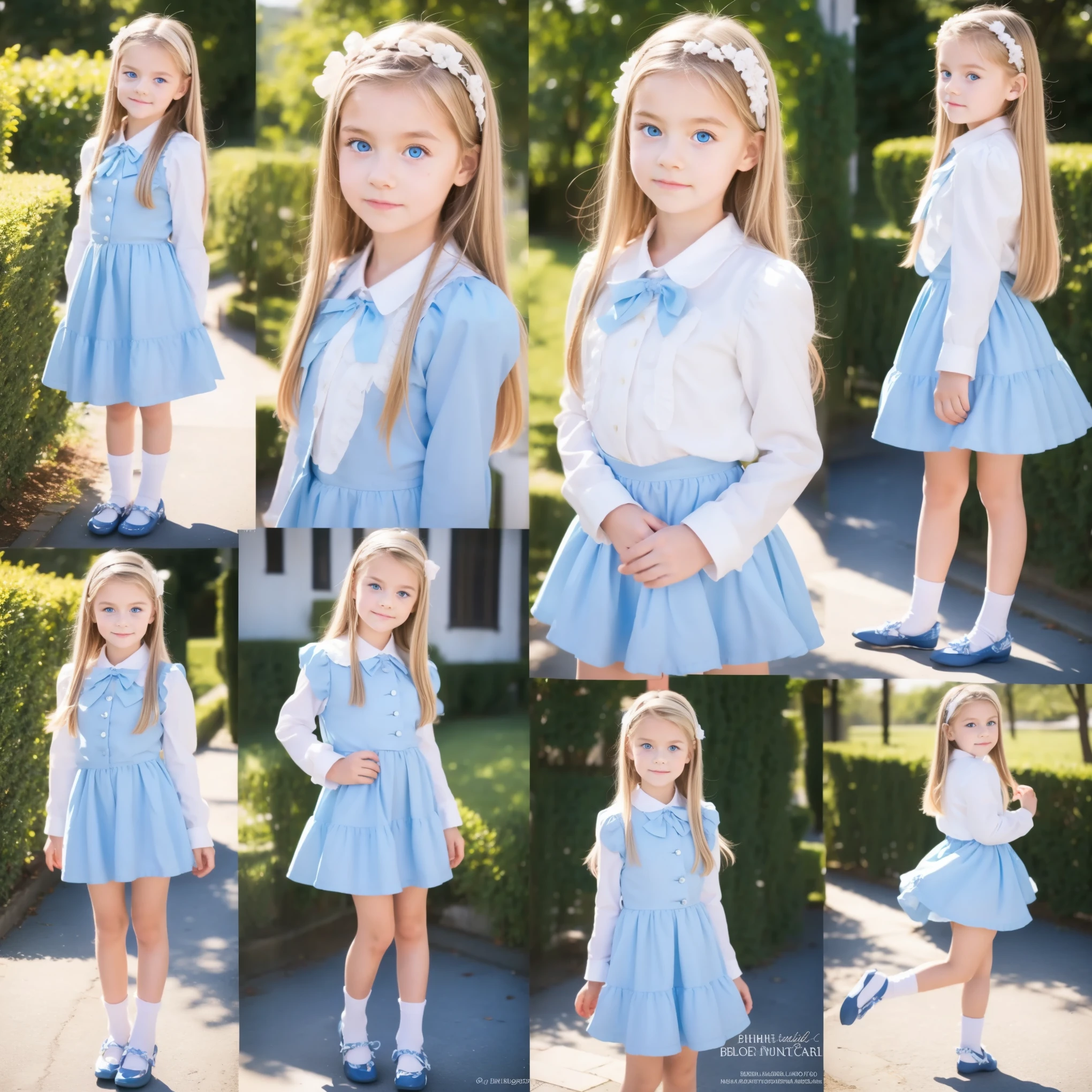 Full Body,European girls,blue eyes,Blonde long hair,10 years old,