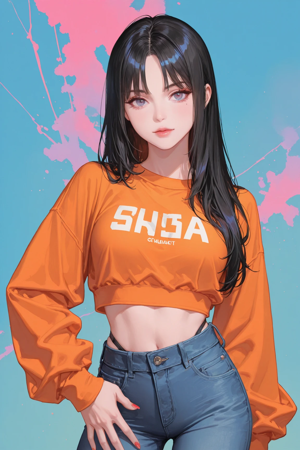 (Hinata Hyuga, muito sensual, com roupas apertadas, bunda grande, pernas grossas, Wearing extremely tight jeans, usando uma mini blusa, umbigo com pirsing, cabelo grande, Speaker behind, muito realista, extremamente , 8k, 8k extremamente detalhado), (um extremamente delicado e bonito), (obra-prima), (melhor qualidade: 1.0), (ultra highres:1.0)