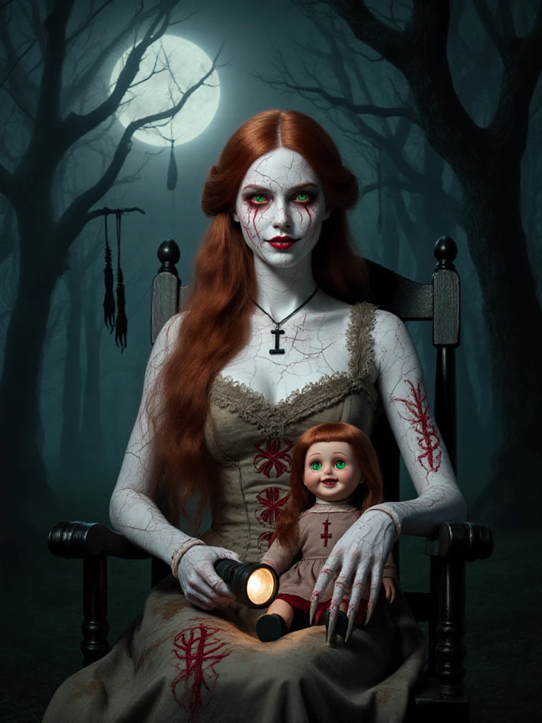 The hag entity sleep paralysis,red haired,creepy red eyes,fangs,pale skin,red wine claws,creepy white pajamas dress,children,vampire,thin body,nice hands,nice fingers,nice mouth,nice face,nice body,perfect anatomy,children black eyes,blood mouth,blood sharp teeth,blood sheet covering the feets,perfect face,masterpiece, highres, an image of a beautiful terror fairy goth,red wine hair best quality, 8k, best quality, ultra-detailed,girl, , 6 years old,lilsis, dirty, blood pajamas dress, red wine hair,long pajamas  dress,vampire, horror \(theme\), glowing eyes, creepycute,scary,covered covering the legs,horror art, (bed:1.4)