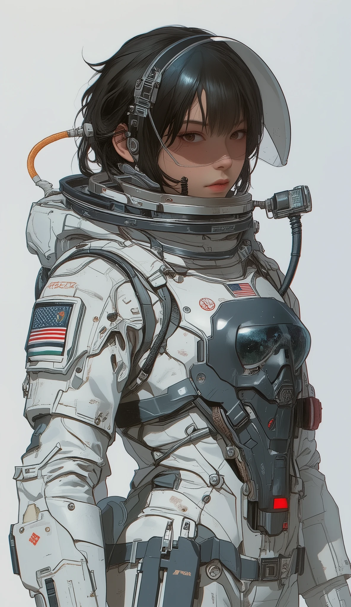 バックパックを持ったSpace Suitを着た女性の漫画, Portrait anime space cadet girl, 完全なSpace Suit, in Space Suit, portrait armored astronaut girl, Space Suit, Space Suitを着て, wears a Space Suit, futuristic astronaut, The Universe and Pressure, astronaut, Nano Girl v2, astronautの衣装で, with a space suit on