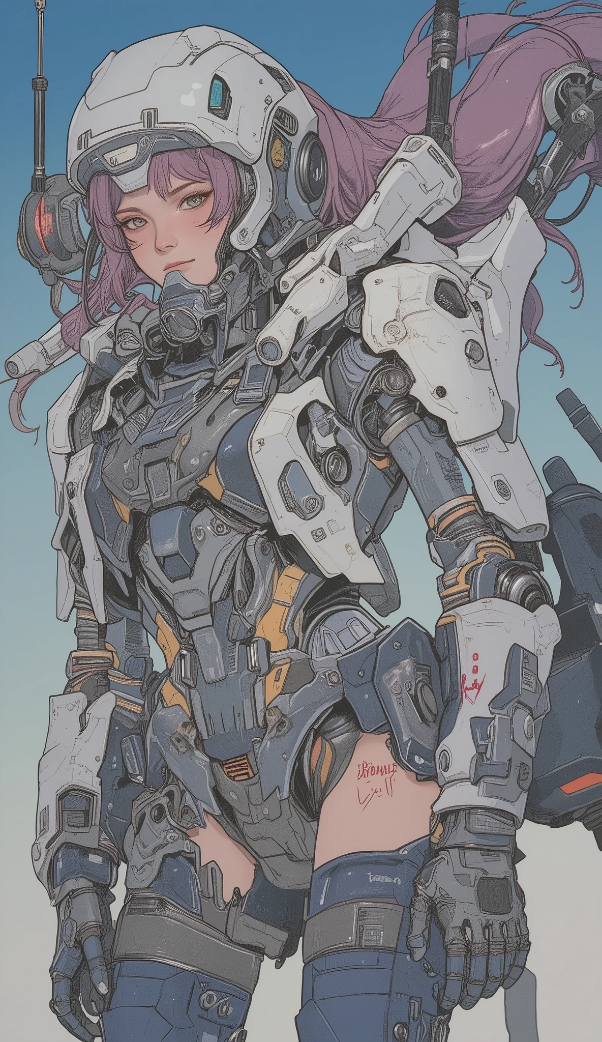 Anime-style image of a woman wearing a helmet and a skateboard, animated robot mixed with organic matter, Venus Squid astronaut, Beautiful robot character design, Android Heroine, robot girls, fully automated!! girls, mechanized soldier girls, Female Mecha, kashart kentz , vanilla ware artwork, Seapunk Mecha , ( ( character concept art ) )