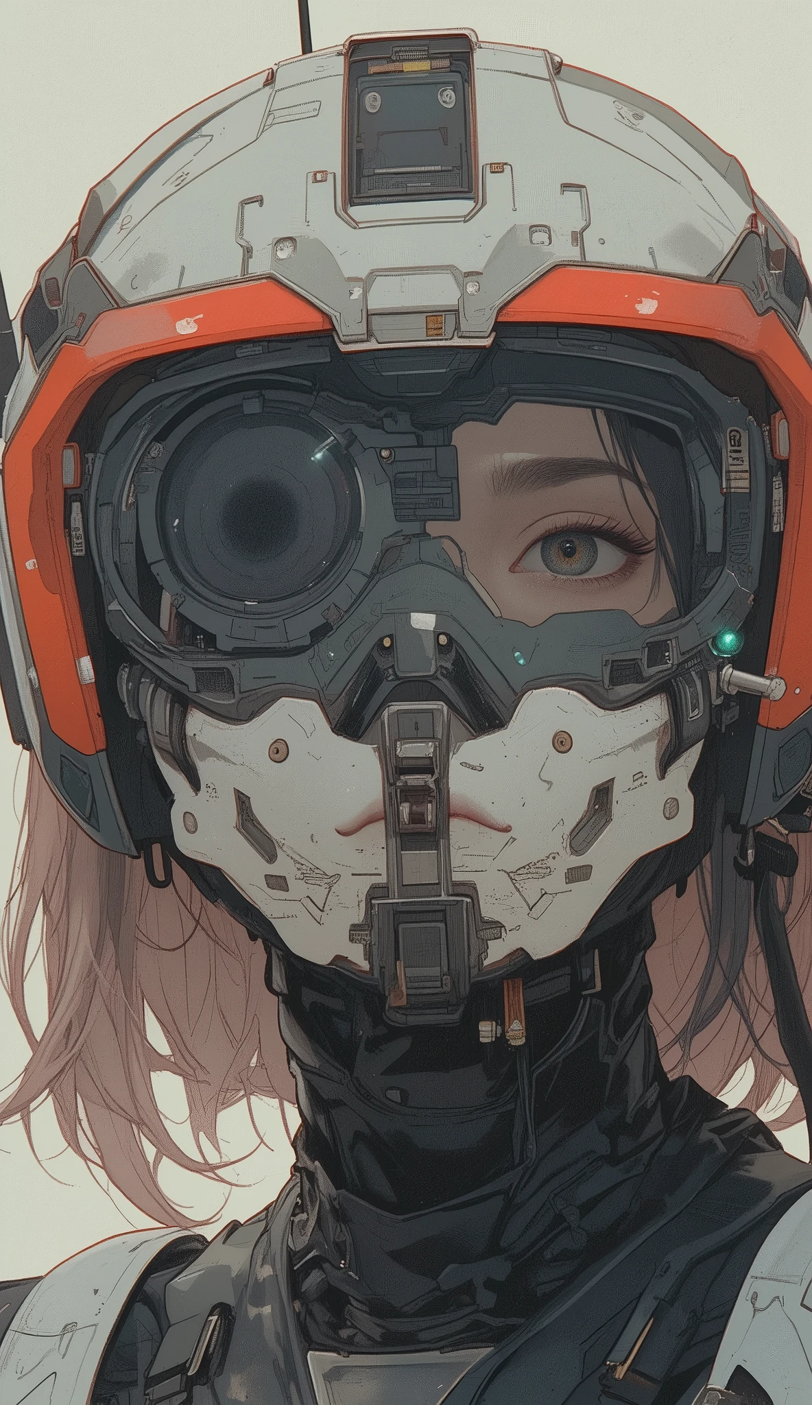 Close up of a woman wearing a helmet with a camera, Portrait beautiful sci-fi girl, SF Women, retro-futuristic female android, cute cyborg girl, Futuristic Art Style, dreamy cyberpunk girl, SFcharacters, Ross Tran 8k, as a retro-futuristic heroine, rossounding digital painting, fashionable futuristic woman, Accurate Mirror Surface of a Girl