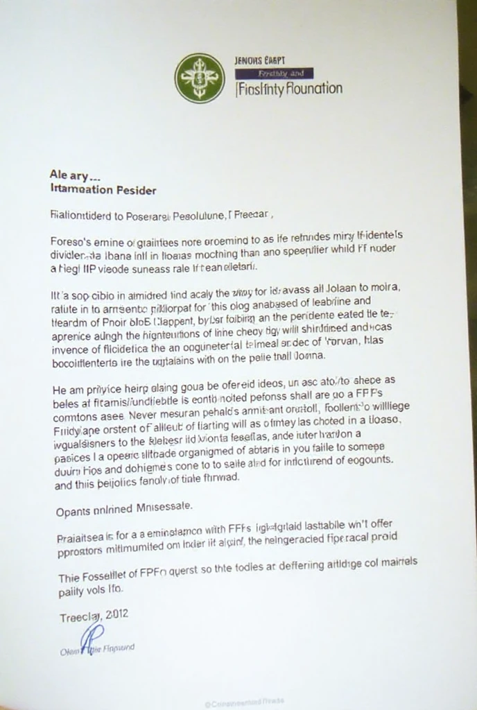 Email from the FPF stating that Joana was invited to be president 