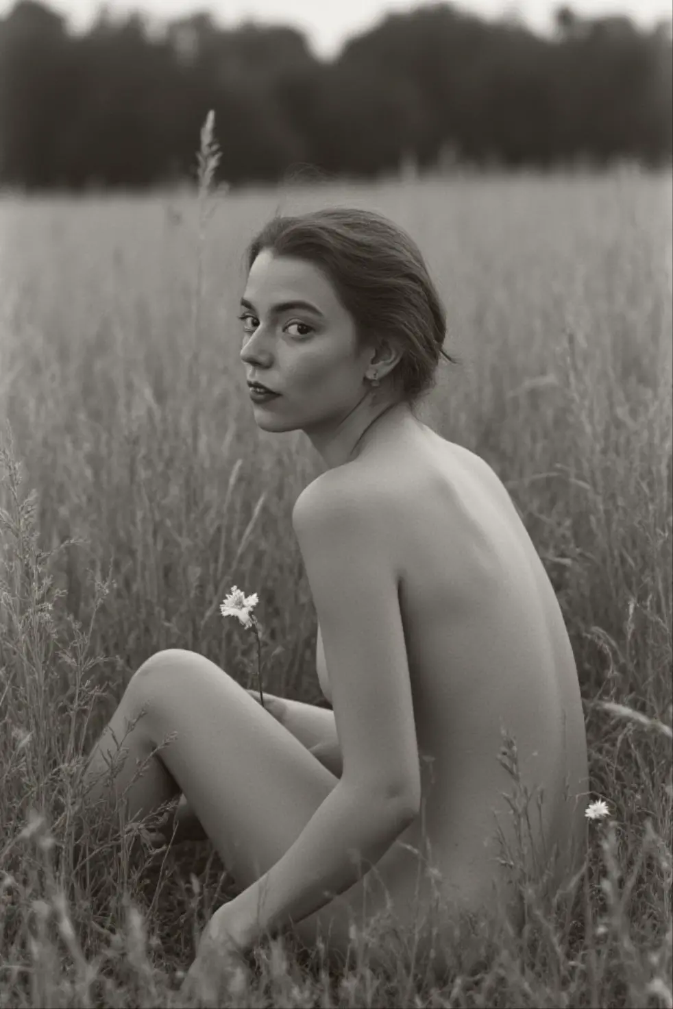 Vintage grainy realistic photo of low quality from the 40s., nudist girls in the mountains, 40s quality,1940s grain, Poor Quality, worst quality, bw