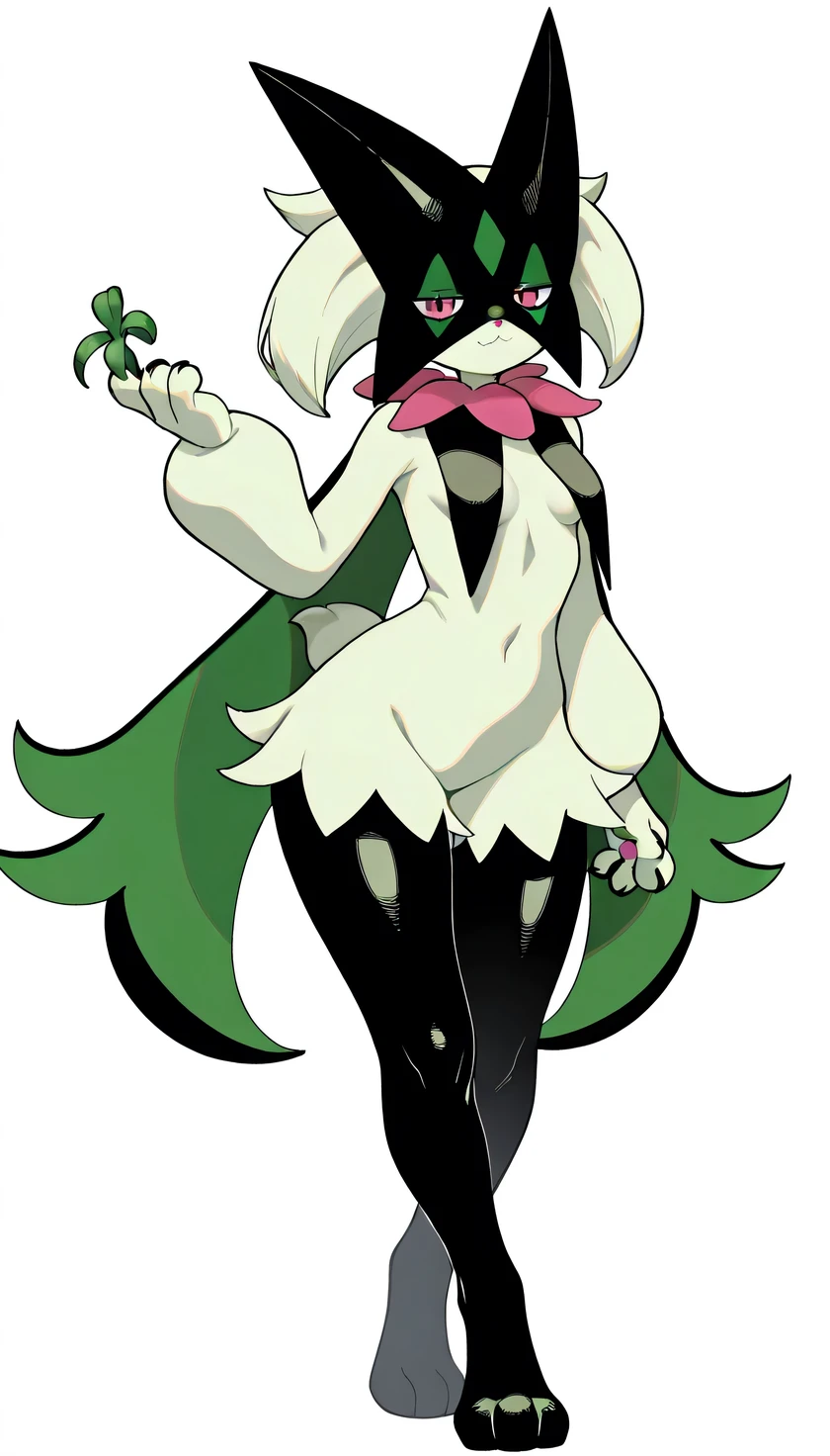 best quality,masterpiece,high resolution, extra digit , fewer digit, 傑作,最高の品質, 超詳細, 最高品質,great quality, Meowscarada,Pokemon, solo, contrapposto ,simple white background,