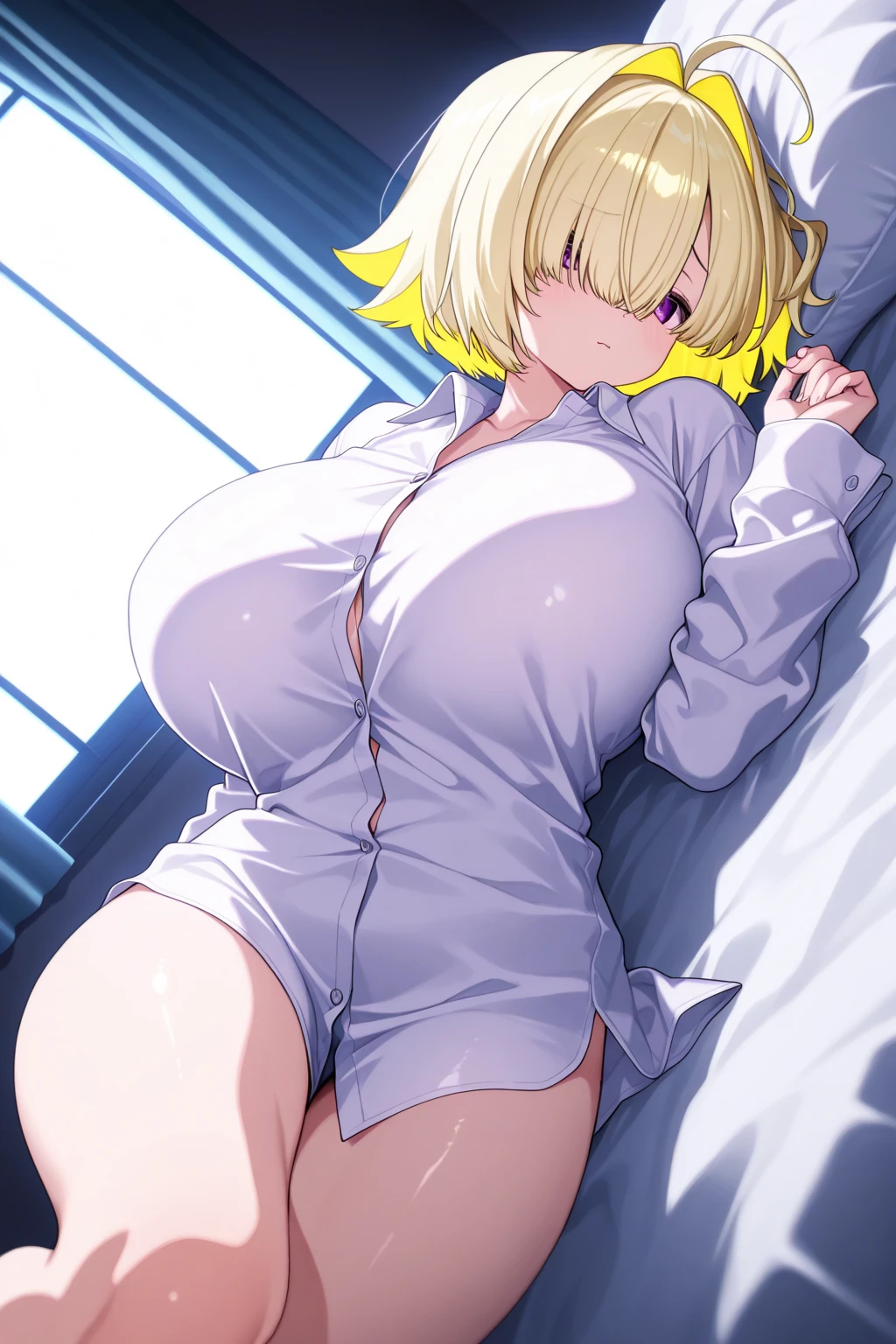 Highest quality, High resolution,8k， River side、One girl、（（The girl is ?????????? in a standing position）），????? shaking violently up and down、A large amount of ????? is applied、Ecstatic face（Worried brow）、??????、Sweat（1.9）、steam、Light yellow hair（）, Big eyes、Deep purple eyes, Short Hair, Mole under eye, ????????????（1.9）, bangs, Cleavage, clavicle,Big ????，Big thighs、 indoor, NOD（anime、Eleg、elegg、White tank top、（Exposed ???????）、（Exposing）、White knee-high stockings(Digging into the thighs）、｛A close-up of her ??????? from the front｝ 　　　　　　　One Black Man，Big ?????，（A man has ??? with a girl）