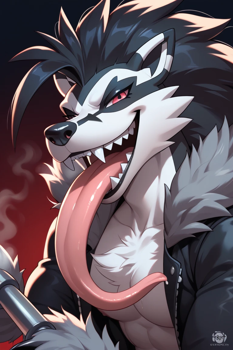 girl, wolf, anthro, slender, steam rising off body, furry arms, (angry expression), small breasts, ((Protruding hip bone)), robotic digitigrade legs, red glowing eyes, furry tail, ((protruding rib bones)), lace poncho, night, dark alley, ((laying on back)), focus on ,  left inside, dripping , , used , leg lifted,  on tail,  on stomach, money jar