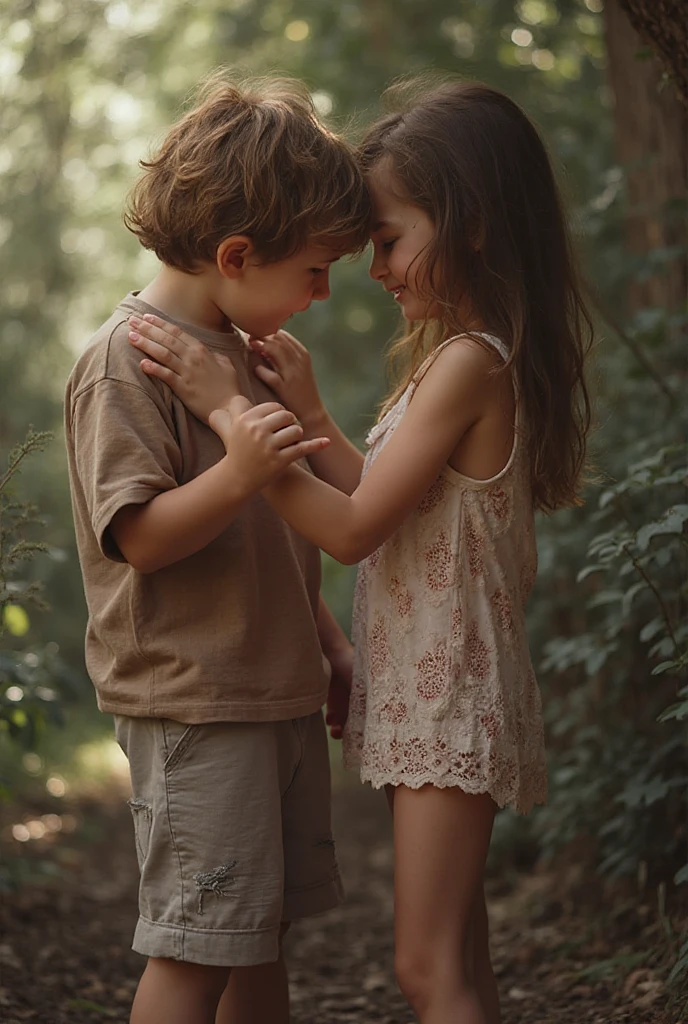 Boy and girl 6 years old  each other