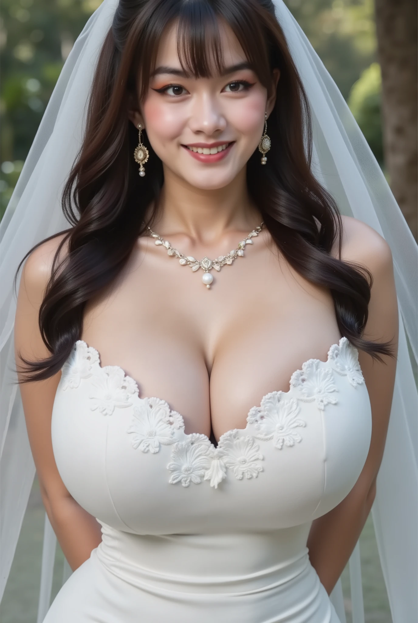 "Close-up portrait of a beautiful Chinese woman smile in traditional Thai dress (Chut Thai), featuring a vibrant pink/purple silk fabric with intricate gold embroidery. Her hair is elegantly styled in an updo, adorned with fresh, colorful flowers (jasmine, orchids, roses) and a traditional Thai garland. She has a serene and graceful expression, looking slightly to the side with soft natural light illuminating her face. Her hands are gently clasped in front, wearing traditional gold bracelets. The background is softly blurred, hinting at an ancient temple or traditional Thai architecture. The image should convey elegance, cultural beauty, and a sense of peacefulness. High resolution, professional studio lighting, detailed, realistic, vivid colors, suitable for editorial, cultural, and travel photography.