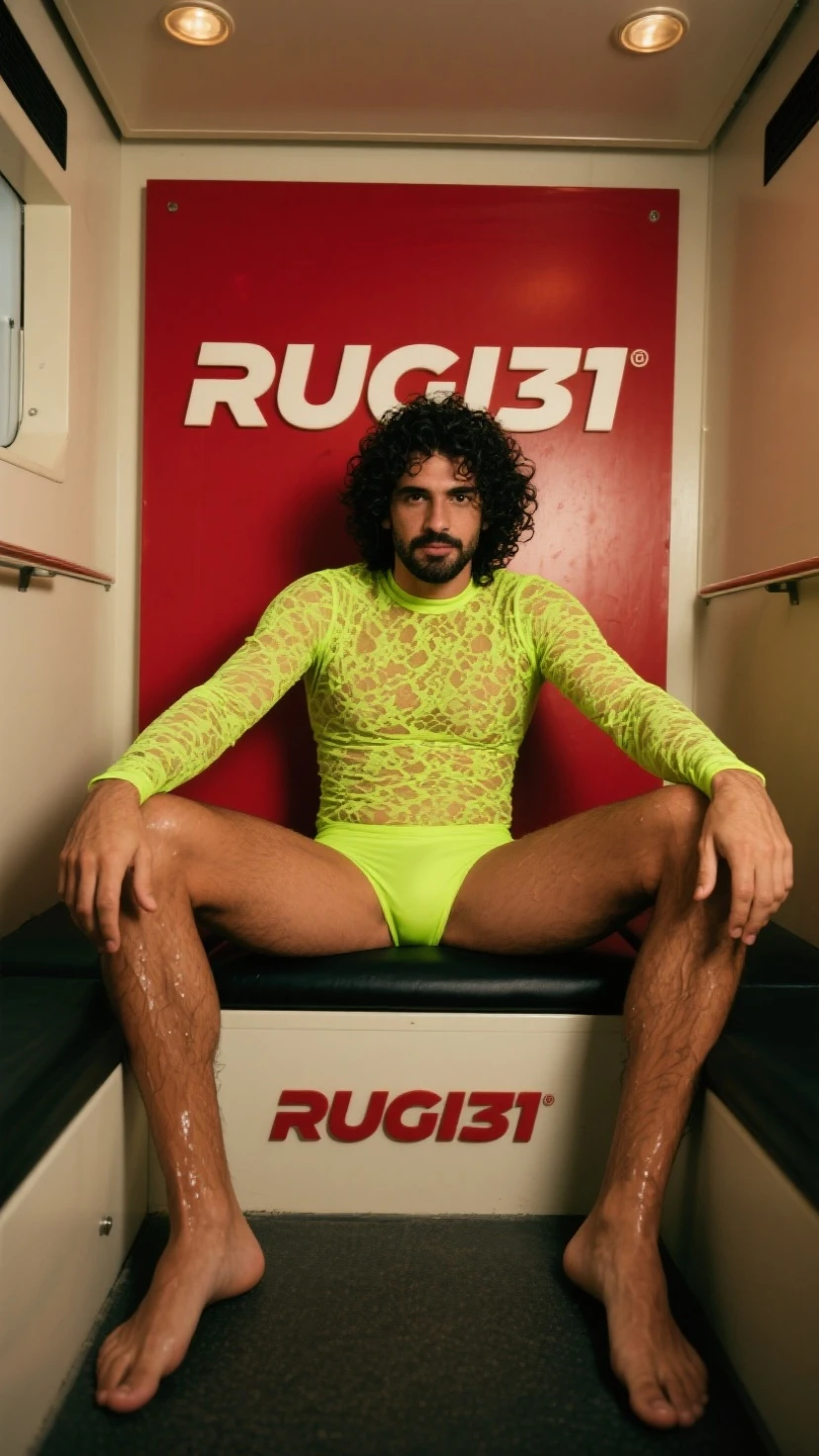 (best quality) A vibrant picture of (Charlie Puth) in a ((tiny neon speedo)) with legs spread wide open. Shot in 8k UHD with a DSLR, this image features soft lighting and adds a touch of classic style with (film grain) and the (Fujifilm XT3) camera.