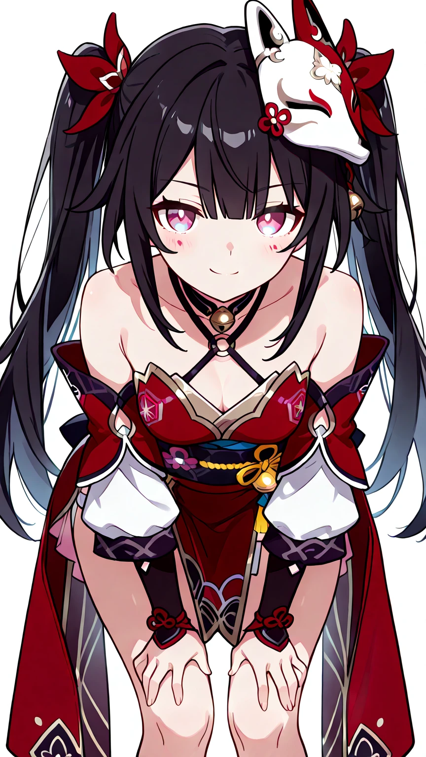 ((masterpiece, best quality)), high resolution,ultra detailed,8k,16k,detailed background, perfect lighting, 1girl, nsfw,solo,embarrassed,blush,half-closed eyes,steam,sweat,confused,(cum facial,cum on hair,cum on forehead,cum on face:1),face focus,open mouth,chin up,tongue out,(from front,from above:1.4),kneeling,sparkle \(honkai: star rail\),twintails, hair ornament,off shoulder kimono, mask on head, detached sleeves, choker, obi, single glove, wristband, criss-cross halter, thigh strap,short stature,little_girl,small breast,black hair,twintail,red eye,(anime style:1.2),in gold hotel room