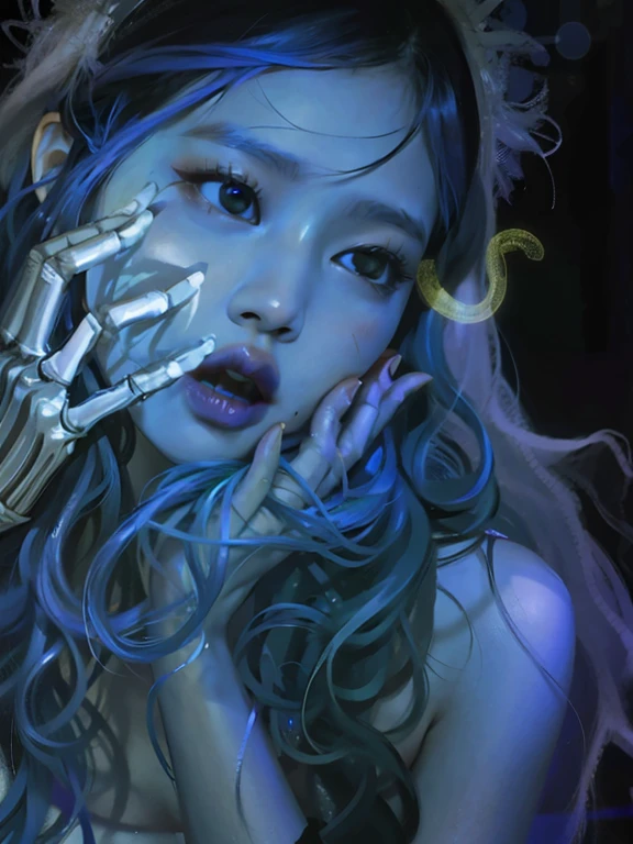 ASCII<lora:D90C67D2E8:0.4>, smoke, trippy_fractal_Waifu, fog, shattered glass, , reflection, 1girl, closeup,