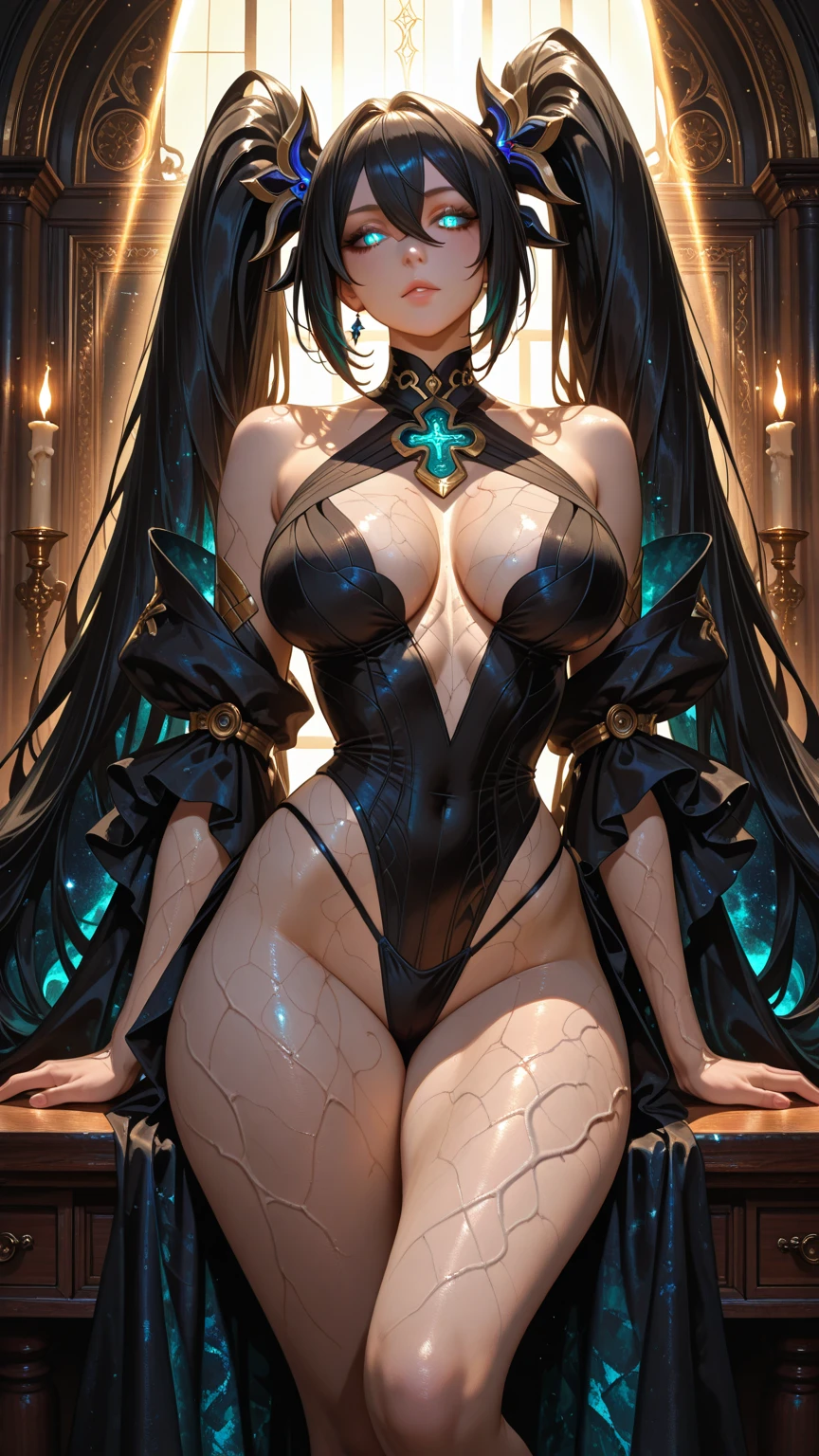 1female，35yo，A MILF，熟妇，huge ，long leges， Thin waist， 独奏，（Background with：the rainforest，lotus flower，lotuses，grape trees，Ground area water，Lotus pond，bamboo forrest） She has long black hair，，Combat posture，seen from the front， hair straight， mostly cloudy sky，（（（tmasterpiece），（Very detailed CG unity 8K wallpaper），best qualtiy，cinmatic lighting，detailed back ground，beatiful detailed eyes，Bright pupils，Black eyes，（Very fine and beautiful），（Beautiful and detailed eye description），ultra - detailed，tmasterpiece，）），facing at camera，A high resolution，ultra - detailed），revealing ， ，  Bulge，legs are open，Raised ，Camel toes，Flushed complexion，Desire for dissatisfaction，Imperial stormtroopers，frontage，（Wearing：a black cloak， transparent Imperial stormtrooper uniform，，Armour，）Star Wars style