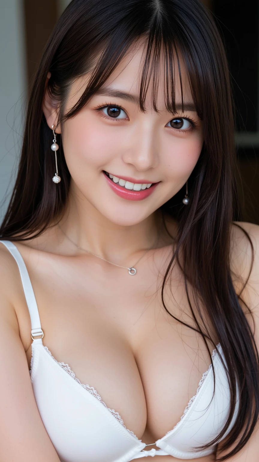 ((top-quality、8K、​masterpiece:1.3))、Pretty women、20 years girl、K-pop Idol Face、Colossal :1、slender figures:1、dark brown hair、(white walls)、(Maid Uniform)、hyperdetailed face、Detailed lips、A detailed eye、二重まぶた、  pose、A smile、Sexy Shots、Raw photo、a baby face、kawaii faces、Cute