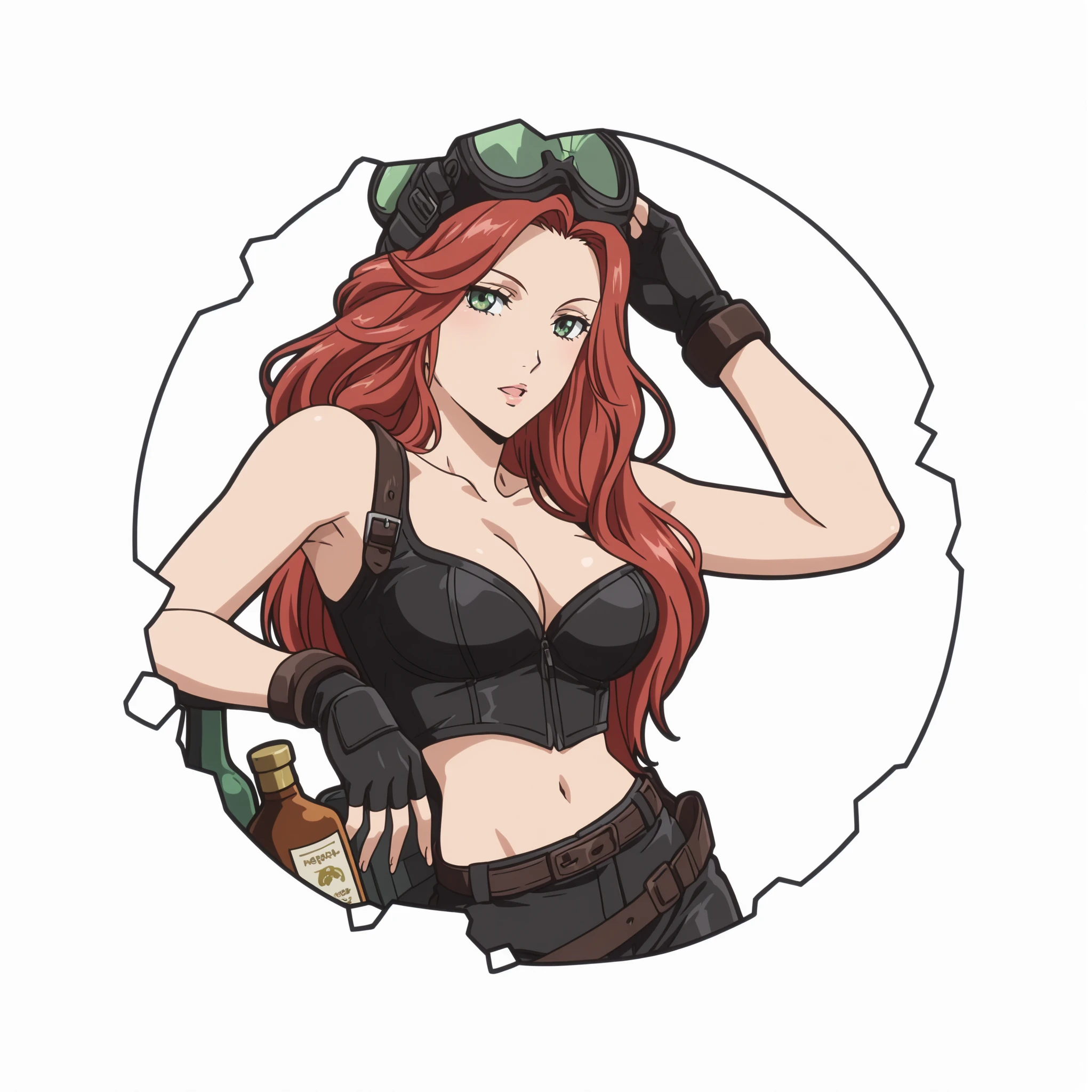 ((1girl)), (solo),anime screencap, girl, beautiful green eyes, red hair,