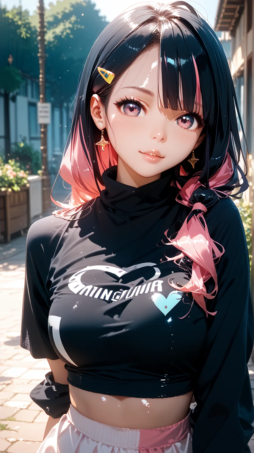 from above,overhead shot,onsen,(lying),(on back),baggy t-shirt,swimsuit,(random Lively pose),(Thin type),(large breasts),(Hair color divided into black and pink on the left and right),(random hairstyle),(Highest image quality, (8K), Ultra-realistic, Best Quality, High quality, High Definition, high quality texture, high detailing, Beautiful detailed, fine detailed, extremely details CG, Detailed texture, realistic representation of face, masterpiece, presence),(wearing glasses:1.5)