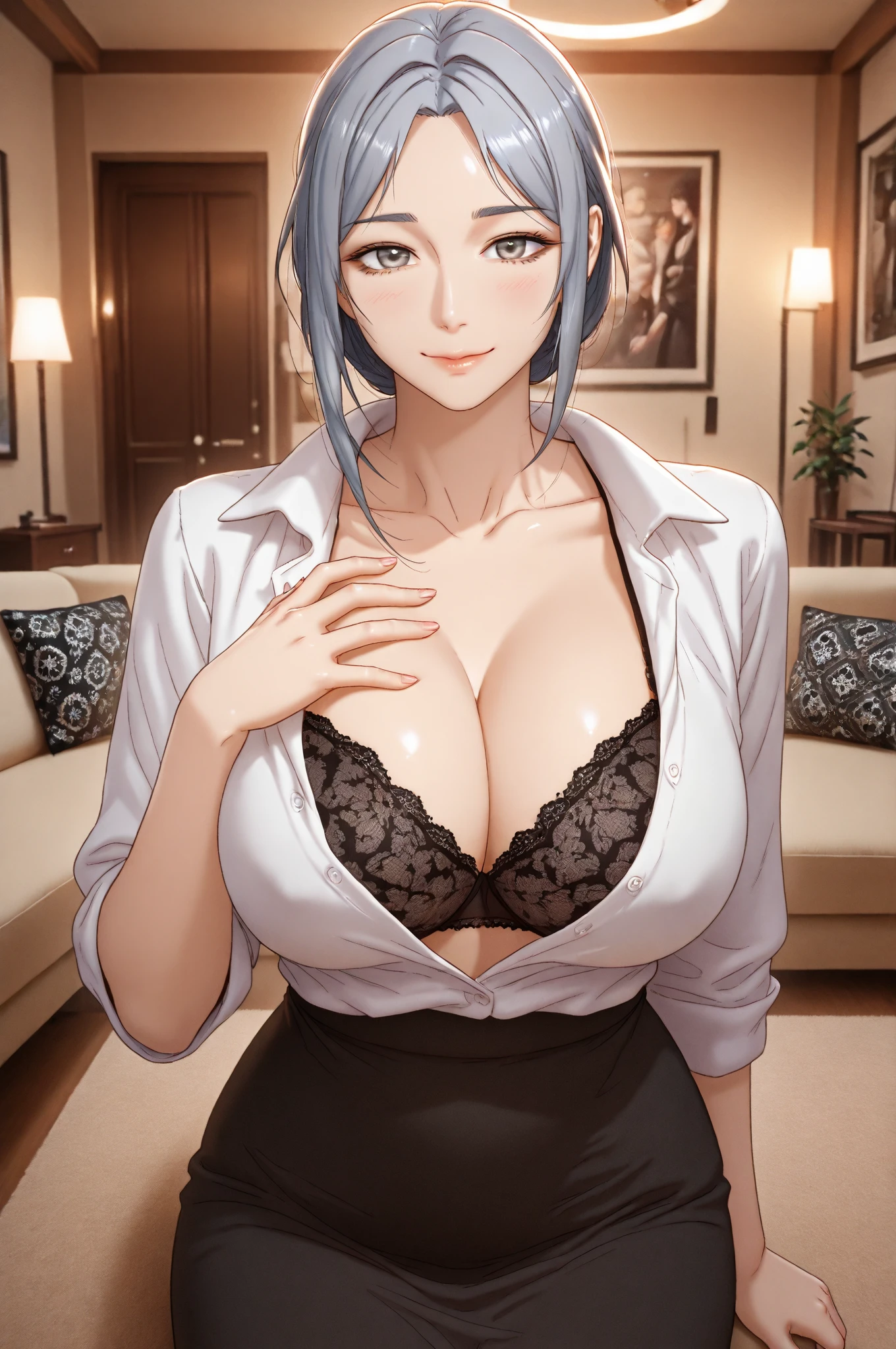 score_9, score_8_up, score_7_up,
best quality, masterpiece, ultra detailed,
<lora:Expressive_H:1>, 28 years old, mature, 
looking at viewer, 
<lora:Everlasting_Summer_Viola:0.7>, viola, ponytail hair, heterochromia eyes, left eye red, blue eye blue, blue eyes, heterochromia, ponytail, red eyes, black hair, blue hair, medium breasts, milf woman solo, 
 cute, cleavage, bath robe, black bra, sexy expression, lipstick, pout, looking at viewer, room, dramatic lighting, pretty girl, close up, mirror,
amazing background,