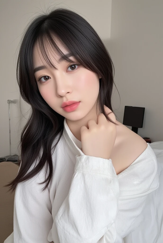 ((Highest quality, 8k, masterpiece: 1.3)), 1 female, Japanese Mature,Sensual beauty: 1.3, (Hair style Brown hair Medium wave, big: 1.2), Nightwear: 1.1, Super Slender Face, Delicate eyes, double eyelid, Dimples,Mole, Home,Plump body, , very thick legs, Cowboys photographed from the air