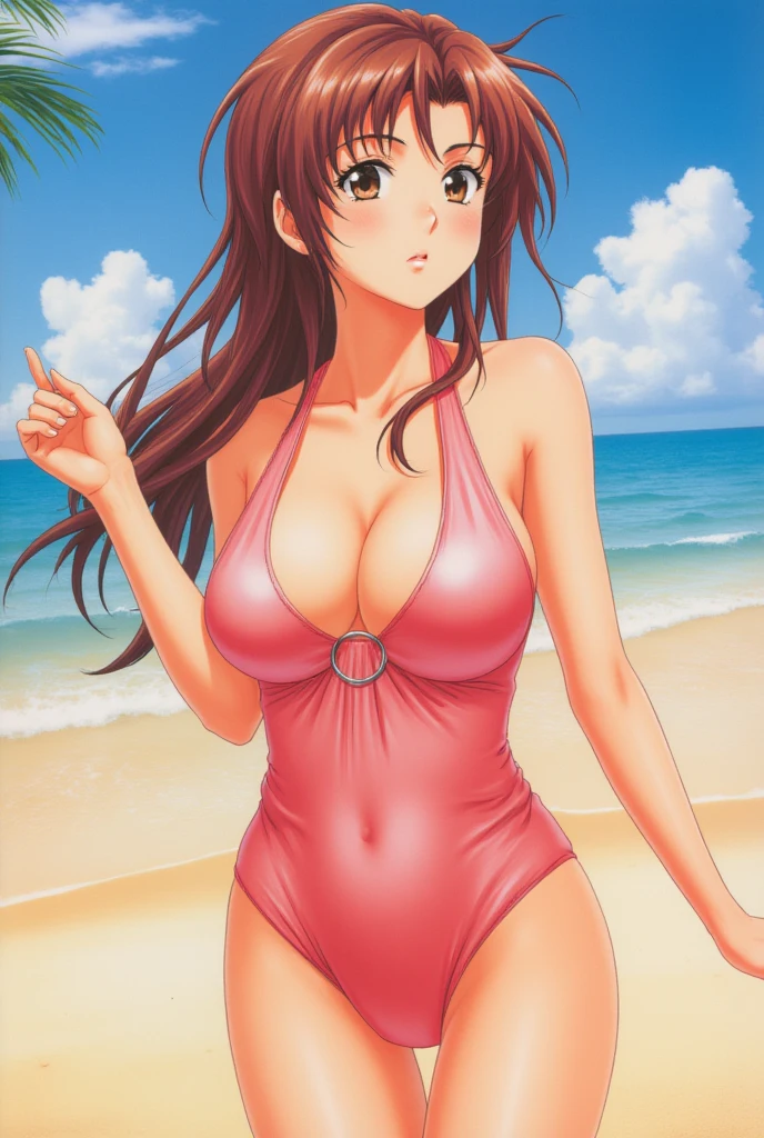 A beautiful woman with long, shoulder-length hair, ???????????, and beautiful legs is standing in a changing room wearing a white ??????.。diagonal。