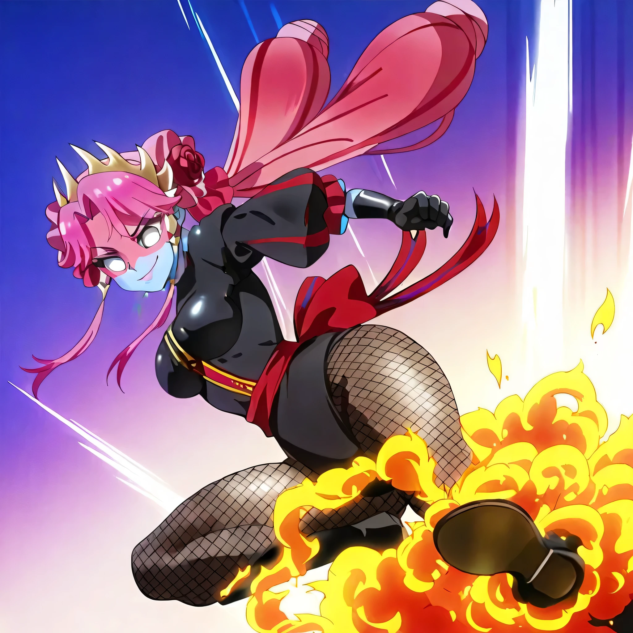 shocker, black leotard, breast