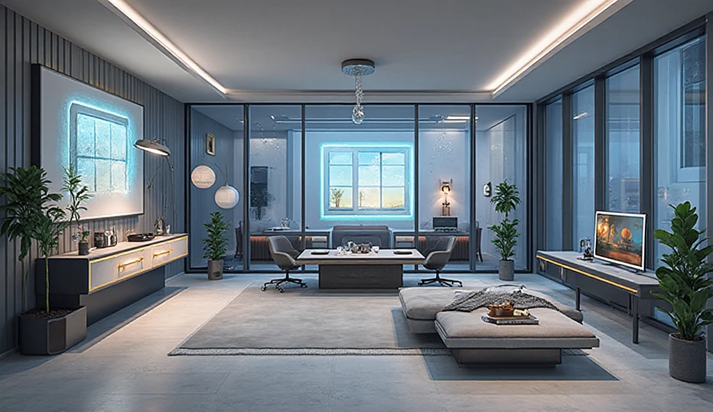 Modern Living Room Design, made of glass