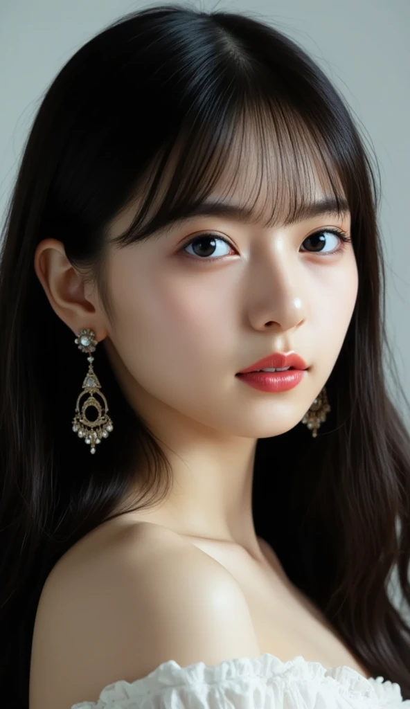 Top CG, Highest image quality, masterpiece, gentle beautiful girl, (185cm美女), (fit), Imperial sister, Queen temperament, White skin, ((long legs)), perfect  features, Bright Eyes,  pose, red lips, beautiful and cold (A major breakthrough)), beautiful and brave, soft and long hair, Shiny, lace, net, Visible through clear skin, wear glasses, Diamond earrings, Black skirt), 8k quality, (Realistic portraits), Characters fill the screen, (face lighting), ((eternity)
