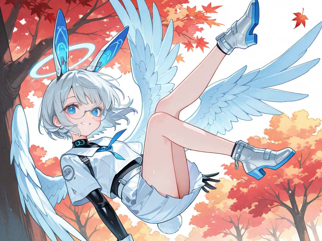 Egg-colored demon girl + Wear a white swimsuit with sleeves + white boots + It has white wings over black on its ????. + long yellow hair + yellow eyes + There is a small yellow star on the left cheek. + has a white tail + white ribbon + He has gray-white horns. + Has a black collar + There is a white shawl that leaves the middle