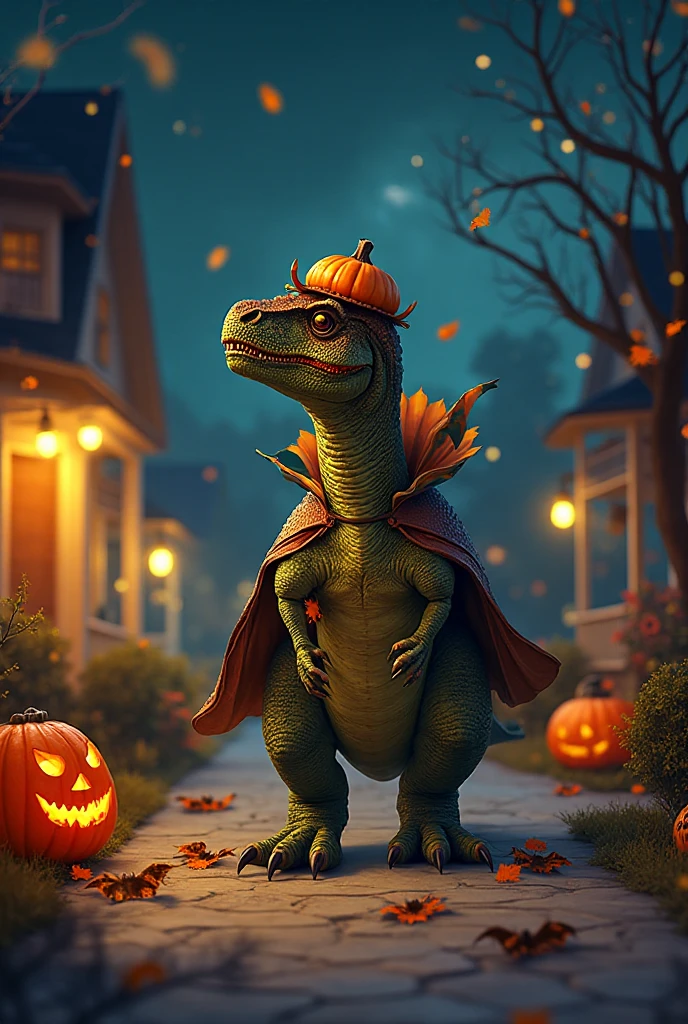 Funny Dragon, alegre,Al aire libre,con calabazas de halloween