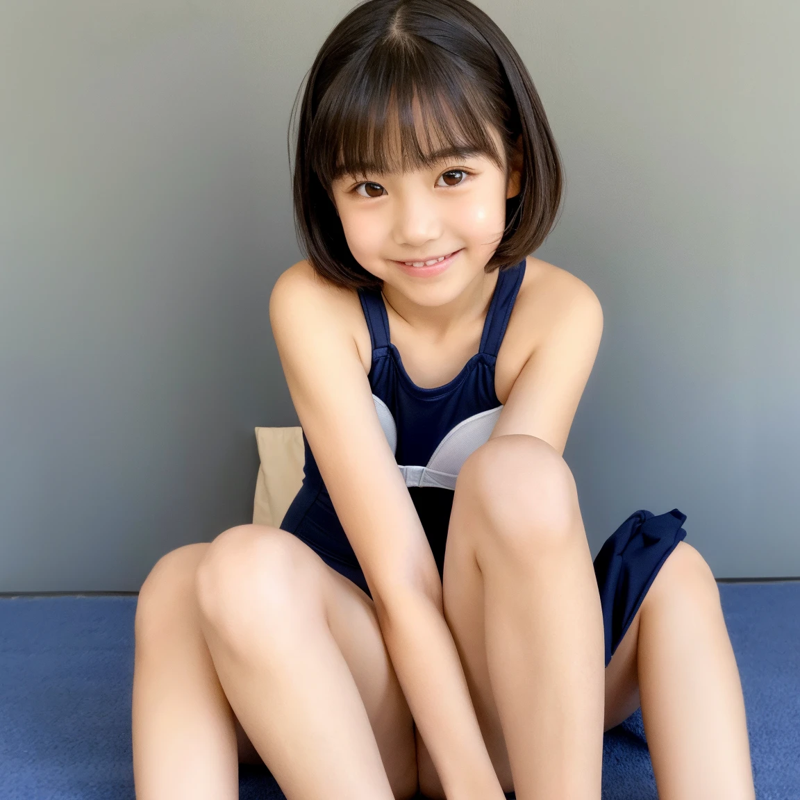 Japanese,Subjective、Beautiful girl at 6 years old:1.85,Baby Face:1.85、Ultra-flat ?????:1.85、Ultra short height、M-shaped foot:1.85、Sleep on your back、An innocent smile,cute,Primary school students,フリルとリボンの付いたPrimary school students用ランジェリー:1.85、clavicle、Black Hair、??????? are visible:1.85、On the crib:1.85、Childish、?????????? pose:1.85、Please spread your legs as far as possible