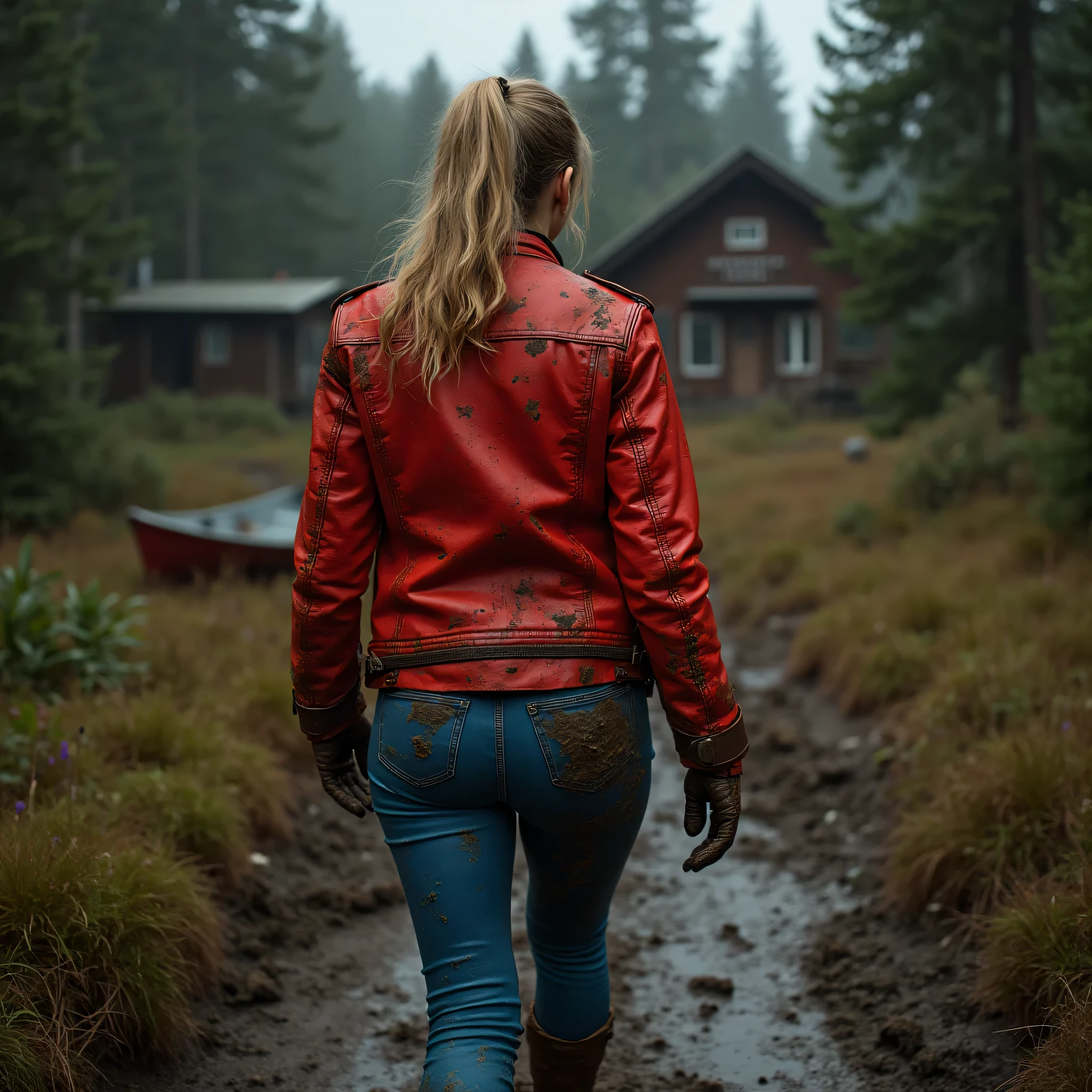 Gorgeous European blonde women, age 23, wavy hair, tanned skin.
They're wearing a long red checkered shirt with , (skinny dirty muddy washed-out black jeggings:1.5), hiking boots, belt, sunglasses. (They're spreading  showing :1.5)
Perfect body, perfect hair, blurry foreground, UHD, retina, masterpiece, accurate, anatomically correct, textured skin, super detail, high details, high quality, award winning, best quality, highres, 16k, 8k, sunset light.