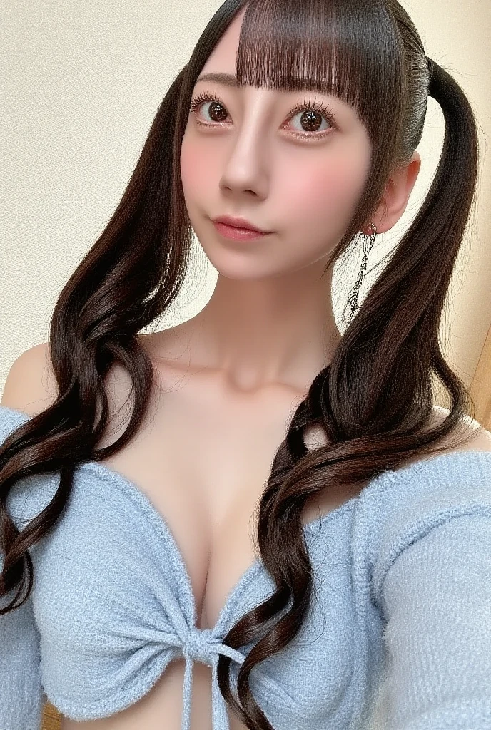 (beautiful skin、beautiful hair、4k、high resolution、crying、embarrassing、small breasts、high school girl)、cute micro bikini、twin tails