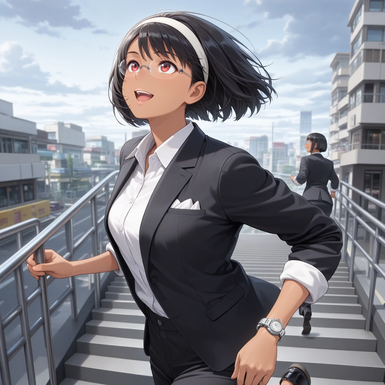 masterpiece, best quality, solo,1girl,looking at viewer,city,anime style,
tamaki,White  、Large 、Lift up the skirt of a suit、Get  and stick your  out、 Illustrations、Stick your  out backwards、Her shirt is open because of her large 、She straddles the viewer and her  are shown up close、Crouching、Leg spread