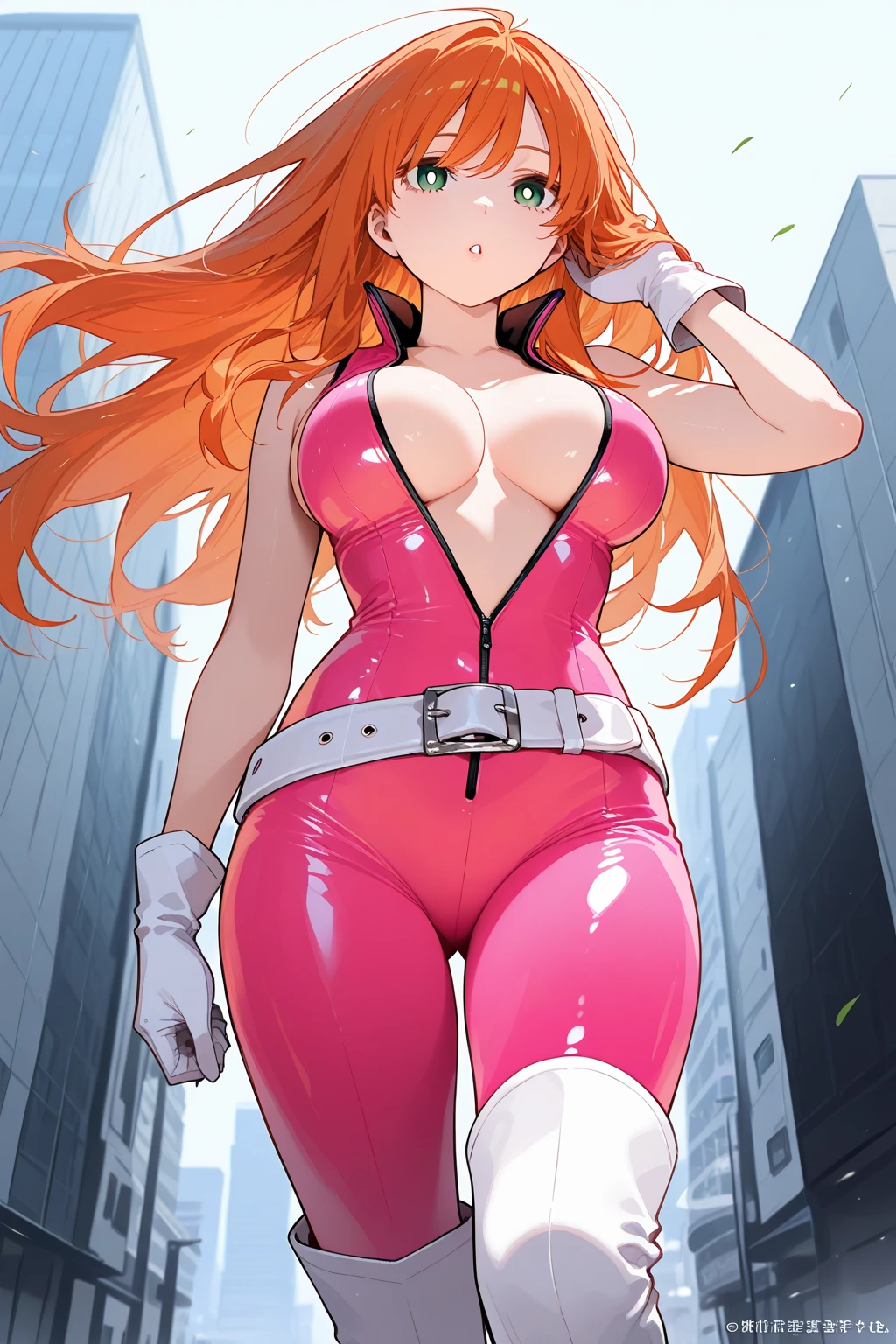 a giant woman in a busted and ripped red ????????, massive bulging ???????, bright red hair, Emma Watson inspired face, seductive girl, oppai, badass anime 8 k, oppai, extremely detailed artgerm, beautiful alluring anime woman, best anime 4k konachan wallpaper, anime cover, 4k anime wallpaper, anime style 4 k