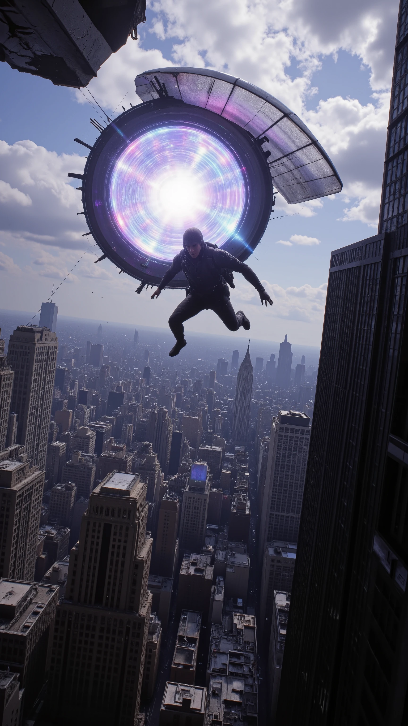 high-definition images、Mission Impossible、Ethan Hunt jumps out on a hang glider when a star gate appears over New York