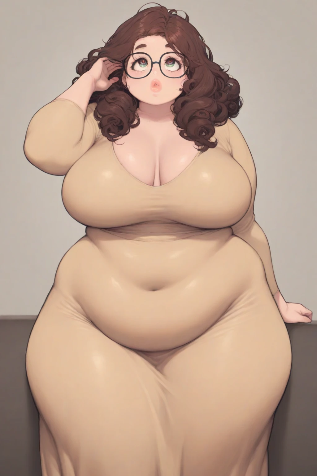 full body in image, full  woman, , (feet on image), simple hair, female , curvy body, large , beautiful woman, thicc body, big thighs, voluptuous body, full thick body, dinamic pose, curve body. detalied pose, body, simple background, expressive face, focus on face, line art, sketch
