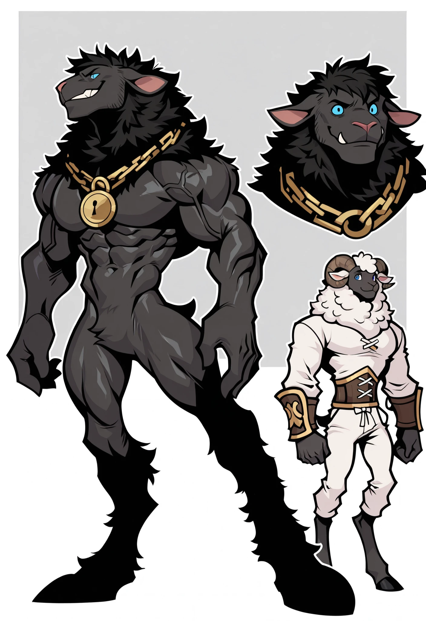 Bigger, Blacker, Sexier, Experienced muscle furry character reference sheet adoptable for Cornelius who has been turned into an obedient sheep man slave! Masterpiece, organized and spaced properly for game asset png export ready, modern day alternate universe, no background, BIG BLACK sheep man himbo full body, multiple views , best quality , massive stupid stud, masterpiece , masculine hunk in wool, character sheet , dungeon & dragons , visual novel , featured on Pinterest, dynamic. Cornelius is a jock sheep man slave. Score_9_up ,Score_8_up ,Score_7_up ,Score_6_up, best quality, masterpiece, many various, white wool thick, fun dim attitude, muscle sheep doesn't wear any clothes, no , huge jock hunk, massive friendly creatures, dignified, stud, BLACK hunk, massive bodybuilder, cartoon body proportions, blue eyes, perfect hands, 5 fingers, no defects, big smile, no markings, no watermark, good, kind, high details, perfect eyes, award winning, highres, HD, 16k.