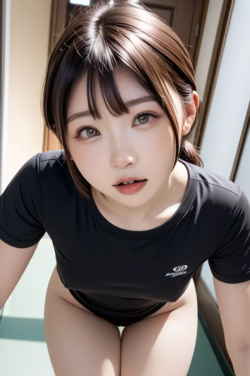 Top quality、Excellent detail、Extremely detailed depiction、((Raw photo))、Delicate skin、Ultra-high resolution、Photorealistic、Bright lighting、(Childish Japanese woman)、(Cute face、pleasure、Stick your tongue out a little)、(Very Short Hair、Droopy eyes、School Swimsuit、Cleavage:1.3)、(looking at the camera:1.3)、Perfect figure、(Her hands are pressed together:1.4)、Perfect ???????