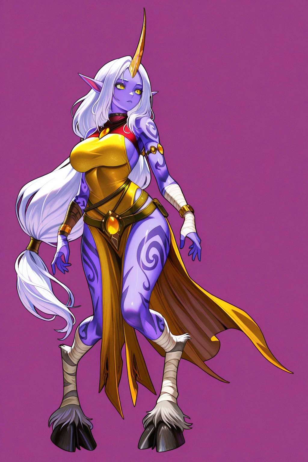 masterpiece, good quality, best quality, (justsomenoob:0.4), purple background, 
ExaltedDaemonette, colored skin, purple skin, horns, monster girl,
digitigrade, 
<lora:Daemonette_Vpred:0.7>