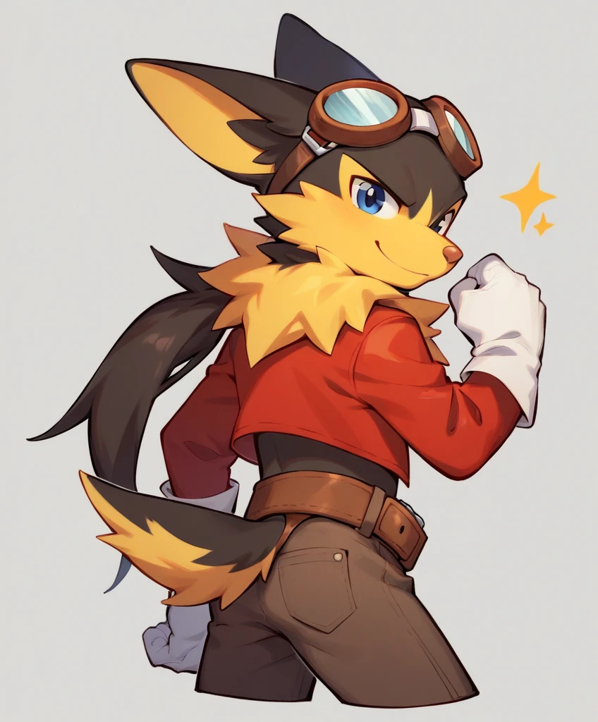 ((A young boy)),(Youthful feeling),One-piece mountaineering suit,Slender figure,Healthy limbs,Goggles,Fingerless gloves,Cotton socks,Short sleeve,stand up,happy,Rabbit ears,Rabbit Tail,hood