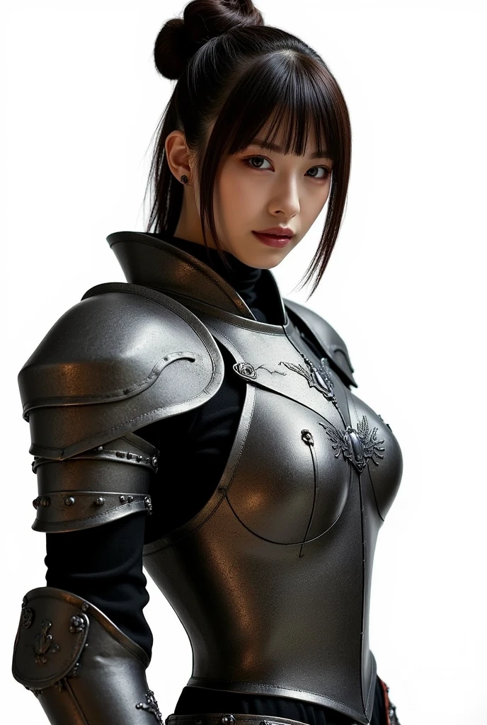 ((highest quality)), ((masterpiece)), (detailed), whole body、sexy、中国Beauty、Black Hair、ponytail、Beauty、Are standing、Female Swordsman、((Metal armor that's too small:1.8))、Female gladiator、Separate upper and lower armor、Only wearing armor、I can see my belly button、Arena、Big Tits、((Costumes that only cover the  and crotch))